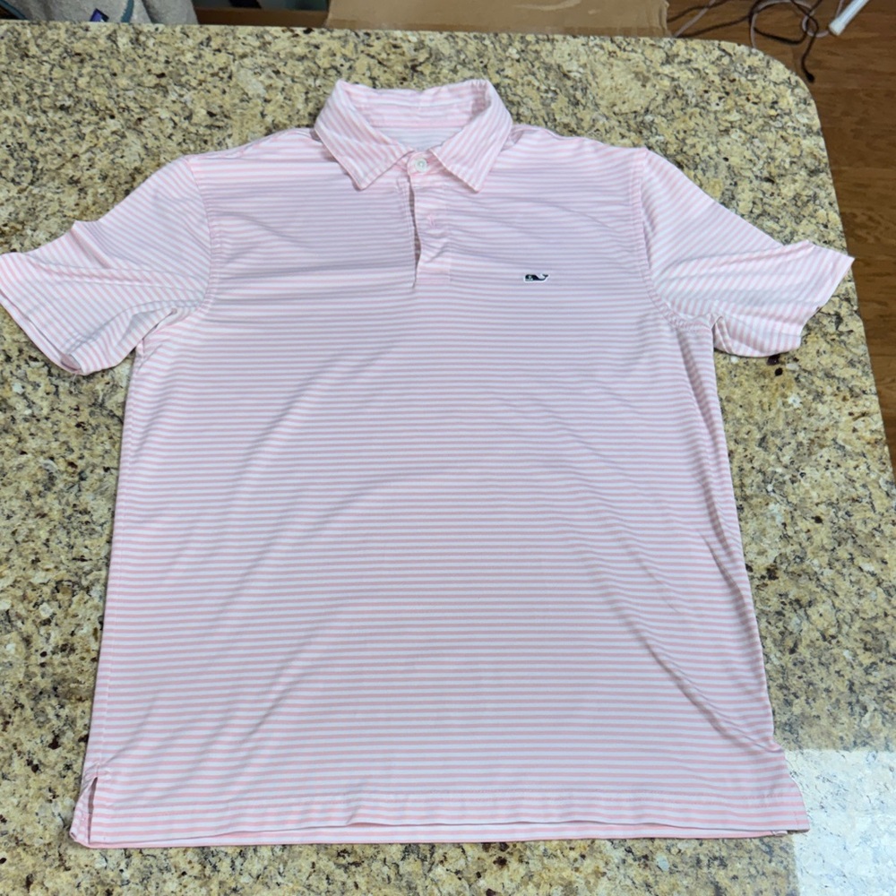 Vineyard Vines Small Light Pink Striped Polo Shirt
